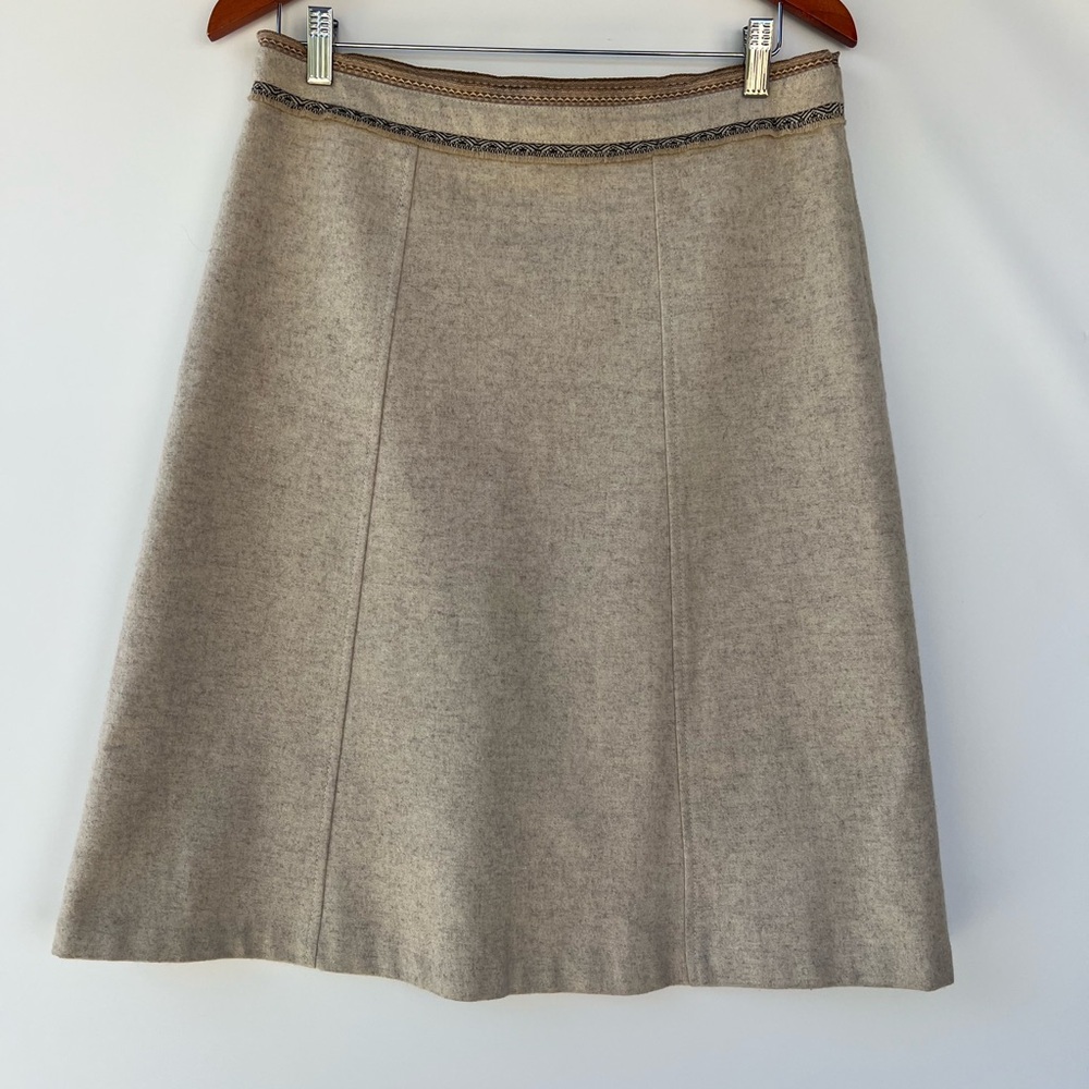 GAP Vintage Cream Wool Blend A Line Skirt Size 10 Western Aztec Trim Yellowstone